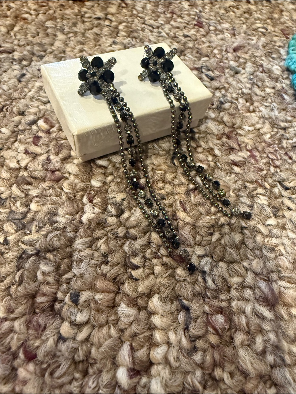 Elegant Black Crystal Drop Statement Earrings